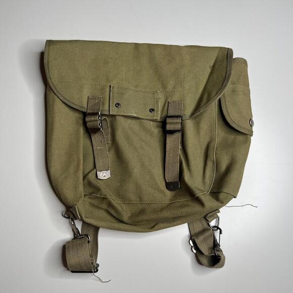 Vintage Japanese Military Army Canvas Small Backpack  Olive Green, Made in Japan - Picture 1 of 9